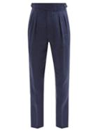 Matchesfashion.com Ralph Lauren Purple Label - Burma High-rise Linen-blend Trousers - Mens - Dark Navy