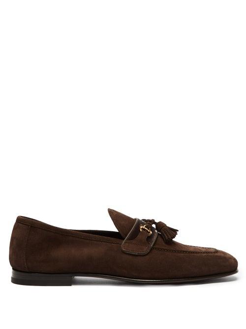 Tom Ford - Tasselled Suede Loafers - Mens - Dark Brown