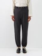 L.e.j - Drawstring-cuff Wool-blend Wide-leg Trousers - Mens - Dark Grey