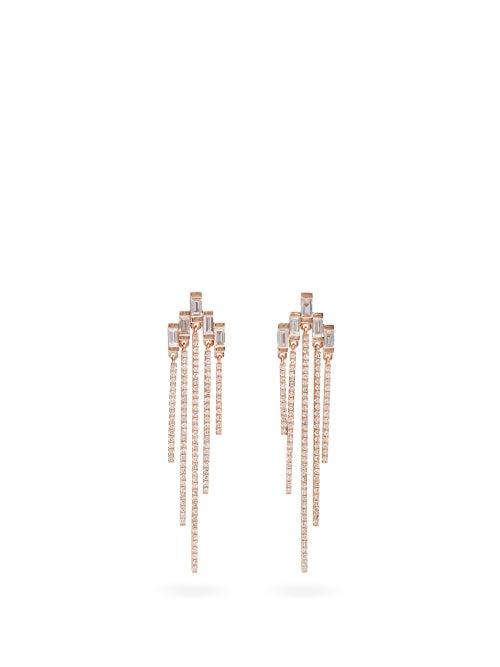 Matchesfashion.com Shay - Fringed Diamond & 18kt Rose Gold Earrings - Womens - Rose Gold