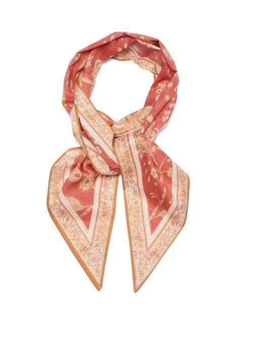 Matchesfashion.com Zimmermann - Floral Print Slim Cotton Scarf - Womens - Red