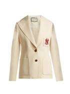Matchesfashion.com Gucci - Ny Yankees Patch Single Breasted Wool Blend Blazer - Womens - Ivory Multi