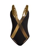 Matchesfashion.com Zeus + Dione - Amorgos Metallic Trim Swimsuit - Womens - Black Multi