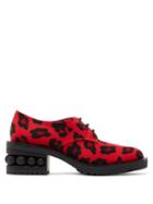 Matchesfashion.com Nicholas Kirkwood - Casati Leopard Print Faille Derby Shoes - Womens - Black Red
