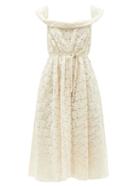 Matchesfashion.com Brock Collection - Patti Square-neck Cotton-blend Macram-lace Dress - Womens - Ivory