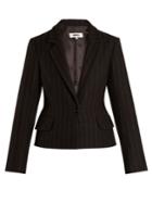 Mm6 By Maison Margiela Detachable-hem Striped Wool-blend Coat