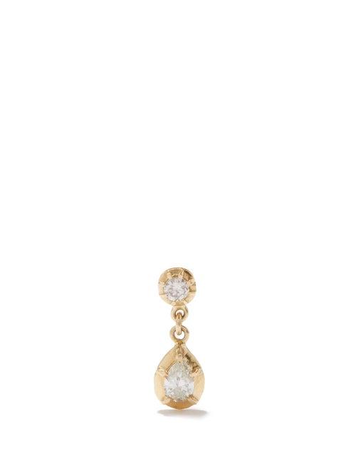 Jacquie Aiche - Sophia Diamond & 14kt Gold Single Drop Earring - Womens - Yellow Gold