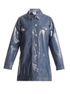 Matchesfashion.com Shrimps - Filippo Crystal Button Coated Denim Jacket - Womens - Blue