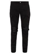 Matchesfashion.com Amiri - Mx1 Distressed Camouflage Print Slim Leg Jeans - Mens - Black