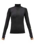 Matchesfashion.com Reebok X Victoria Beckham - Logo-intarsia Roll-neck Ribbed-knit Top - Womens - Black