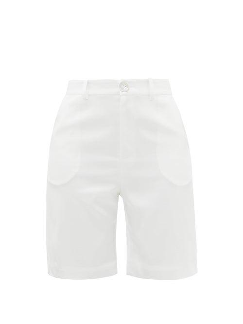 Matchesfashion.com Albus Lumen - High-rise Silk-satin Suit Shorts - Womens - White