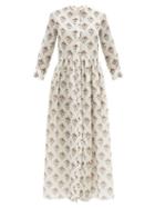 Matchesfashion.com Brock Collection - Floral-print Cotton-blend Shirt Dress - Womens - White Print