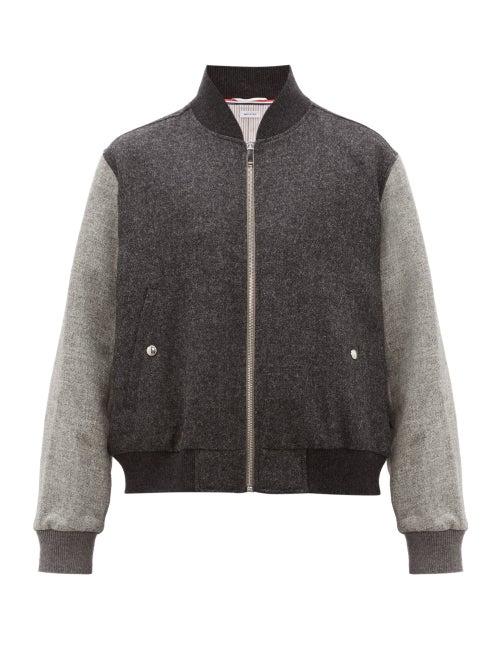 Matchesfashion.com Thom Browne - Zip Through Wool Bomber Jacket - Mens - Grey