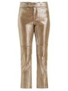 Matchesfashion.com Isabel Marant - Novida Cropped Leather Trousers - Womens - Silver