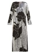 Matchesfashion.com Dodo Bar Or - Gladys Floral Sequinned And Beaded Shift Dress - Womens - Silver