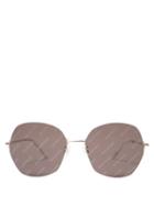 Matchesfashion.com Balenciaga - Logomania Oversized Round Frame Metal Sunglasses - Womens - Black
