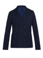 Matchesfashion.com Harris Wharf London - Double Breasted Cotton Blend Blazer - Mens - Blue