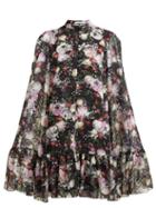 Matchesfashion.com Erdem - Constantine Fil Coup Floral Print Chiffon Dress - Womens - Black Print