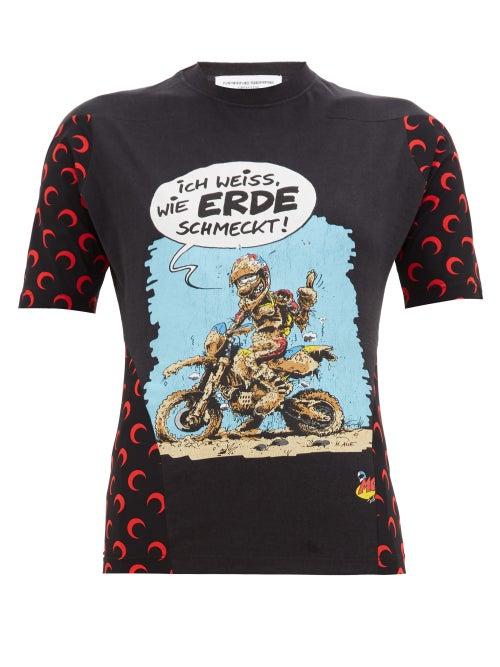 Matchesfashion.com Marine Serre - Upcycled Motomania Print Jersey T Shirt - Womens - Black Multi