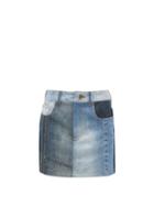 Ahluwalia - Rework Denim Mini Skirt - Womens - Mid Denim