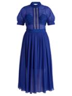 Self-portrait Lace-insert Short-sleeved Chiffon Dress