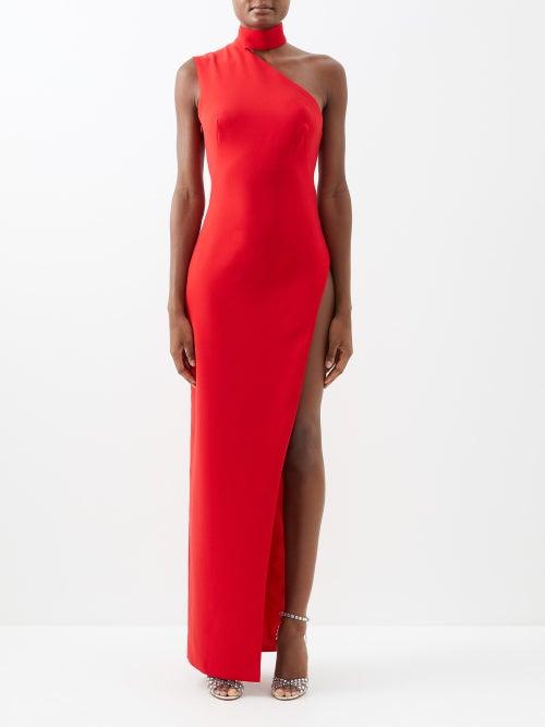 Monot - Asymmetric Side-slit Crepe Gown - Womens - Red