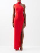 Monot - Asymmetric Side-slit Crepe Gown - Womens - Red