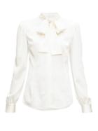 Matchesfashion.com Dolce & Gabbana - Pussy-bow Silk-blend Satin Blouse - Womens - Cream