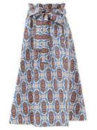 Matchesfashion.com La Doublej - Sardegna Amalfi-print Cotton-poplin Skirt - Womens - Blue Multi