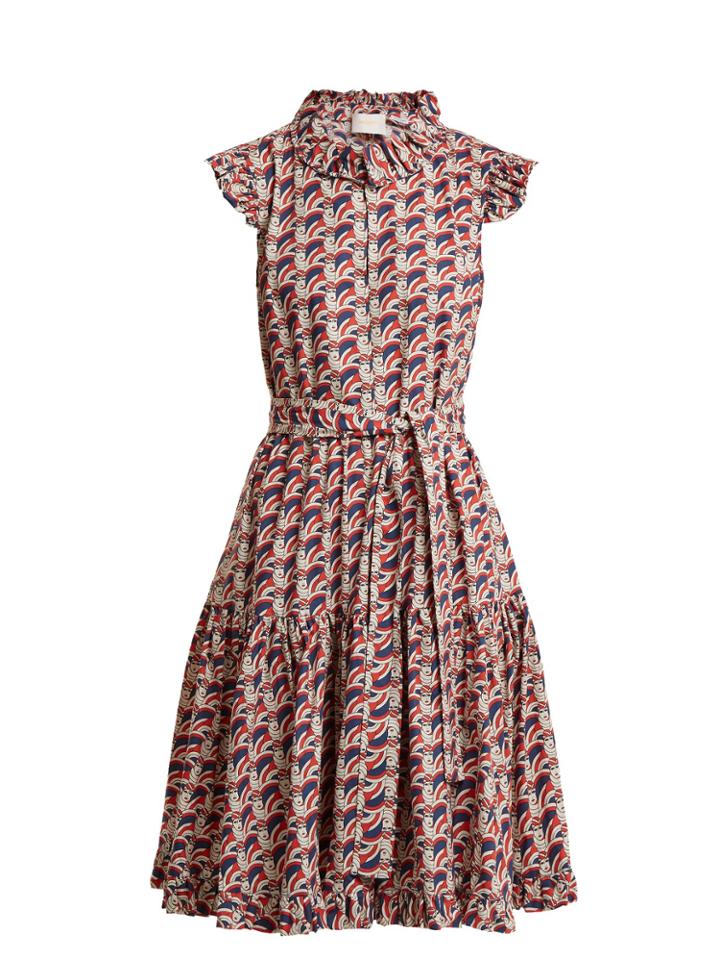 La Doublej Editions Zip & Sassy Face-print Cotton Dress