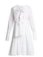 Matchesfashion.com Palmer//harding - Ruffled V Neck Cotton Shirt - Womens - White