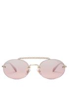 Miu Miu Crystal-embellished Oval Sunglasses