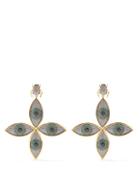 Matchesfashion.com Begum Khan - Scarab Nazar Crystal & 24kt Gold-plated Earrings - Womens - Green