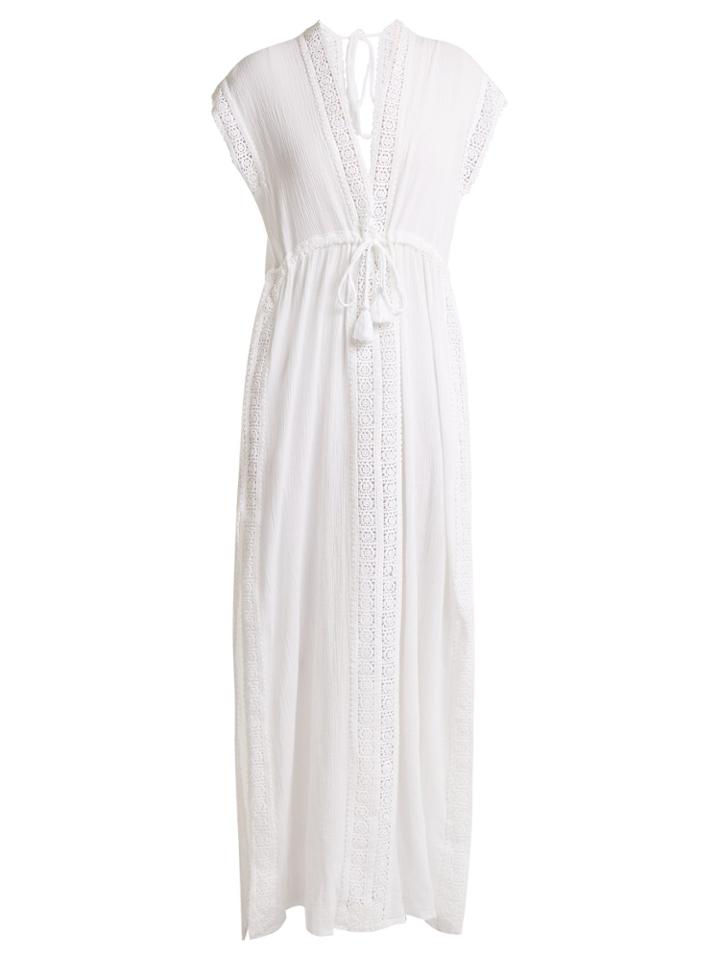 Melissa Odabash Elenora Lace-trimmed Drawstring-waist Cotton Dress