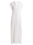 Melissa Odabash Elenora Lace-trimmed Drawstring-waist Cotton Dress