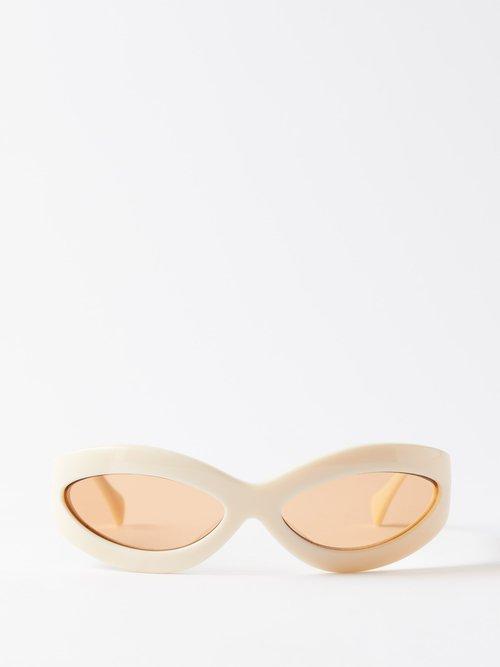 Port Tanger - Summa Thick Oval-frame Acetate Sunglasses - Womens - Cream Multi