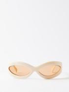 Port Tanger - Summa Thick Oval-frame Acetate Sunglasses - Womens - Cream Multi