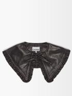 Ganni - Ruffled Leather Collar - Womens - Black