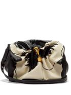 Matchesfashion.com Valentino - Bloomy Appliqud Leather Shoulder Bag - Womens - Black White