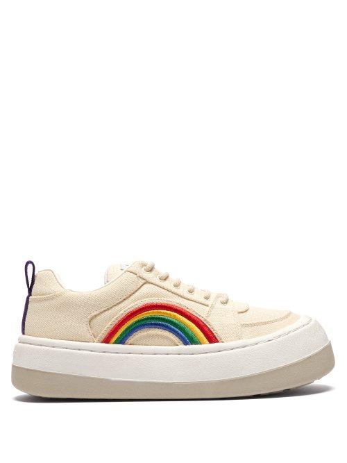 Matchesfashion.com Eytys - Sonic Rainbow Appliqu Low Top Canvas Trainers - Womens - Cream