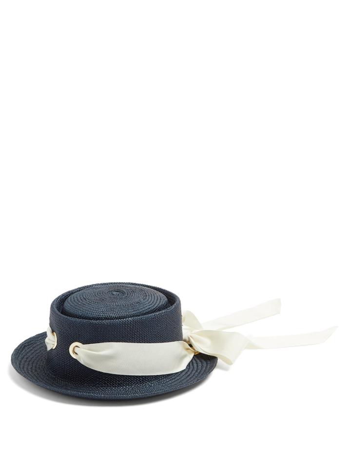 Federica Moretti Faille-ribbon Bow-tie Straw Hat