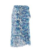 Matchesfashion.com Adriana Degreas - Lotus Leaf-print Georgette Wrap Skirt - Womens - Blue Print