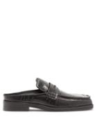 Matchesfashion.com Martine Rose - London-embossed Backless Leather Penny Loafers - Mens - Black