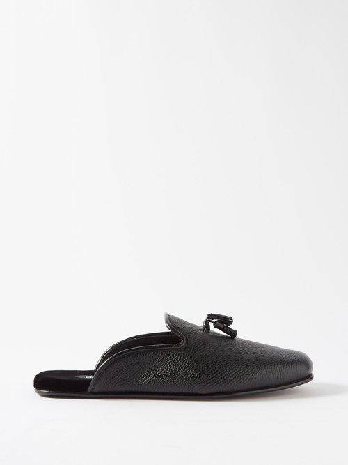 Tom Ford - Tasselled Grained-leather Backless Loafers - Mens - Black