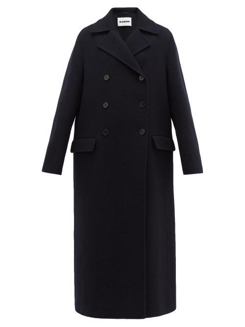 Matchesfashion.com Jil Sander - Double Breasted Wool Blend Coat - Womens - Navy