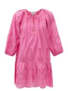 Matchesfashion.com Melissa Odabash - Ashley Broderie-anglaise Cotton Mini Dress - Womens - Pink
