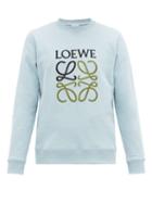 Matchesfashion.com Loewe - Anagram-embroidered Loopback-cotton Sweatshirt - Mens - Light Blue