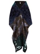 Matchesfashion.com Biyan - Brocade And Floral Embroidered Shawl - Womens - Blue