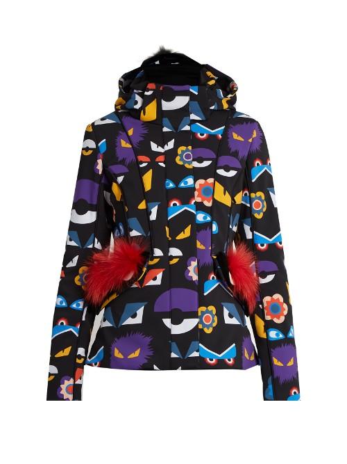 Fendi Wonders Eye-print Fur-trim Ski Jacket
