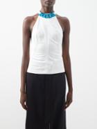Jw Anderson - Chain-link Woven Halterneck Top - Womens - Cream
